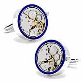 Silver & Lapis Inlaid Watch Movement Cufflinks