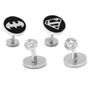 Silver Matte Black Batman and Superman Cufflinks Set