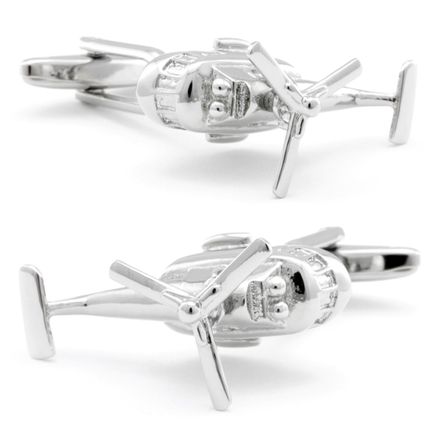 Silver Plated Helicopter Cufflinks