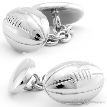 Silver Play Rugby Ball Cufflinks