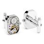 Silver Rectangle Watch Movement Cufflinks