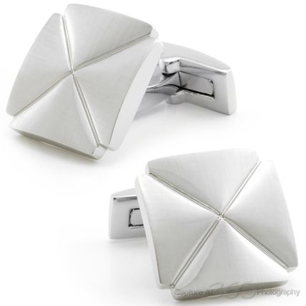 Silver Square Flower Cufflinks