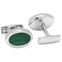 Silver tone and Malachite Oval Cufflinks