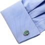 Silver tone and Malachite Oval Cufflinks