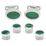 Silver tone and Malachite Oval Stud Set