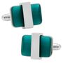 Silver tone Wrapped Emerald Green Cats eye Cufflinks