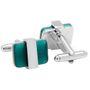 Silver tone Wrapped Emerald Green Cats eye Cufflinks
