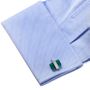 Silver tone Wrapped Emerald Green Cats eye Cufflinks