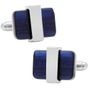 Silver tone Wrapped Navy Blue Cats eye Cufflinks