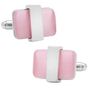 Silver tone Wrapped Pink Cats eye Cufflinks