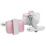 Silver tone Wrapped Pink Cats eye Cufflinks