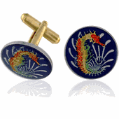 Singapore Seahorse Coin Cuff Links