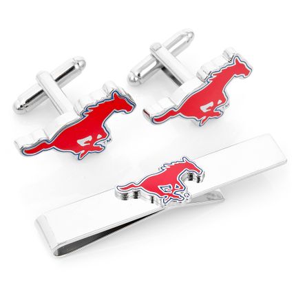 Smu Mustangs Cufflinks And Tie Bar Gift Set