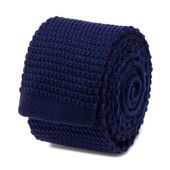 Solid Navy Wool Knit Tie