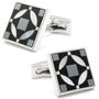 Spanish Square Tile In Black Onyx Hematite And Mother Of Pearl Cufflinks