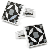 Spanish Tile Trio with Onyx Hematite and Mother Of Pearl Cufflinks