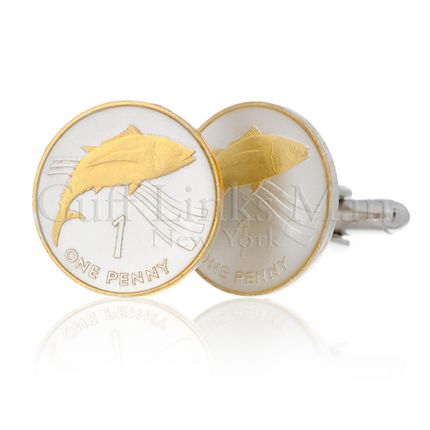 St. Helena Island Penny Tuna Fish Cufflinks