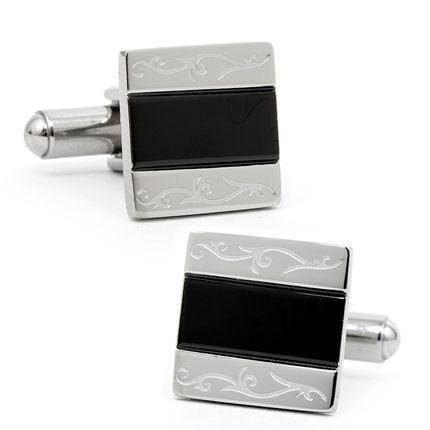 Stainless Steel And Black Resin Cufflinks