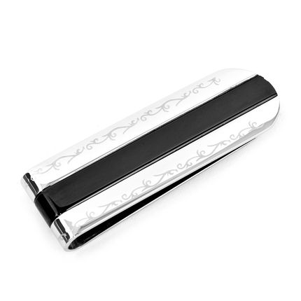 Stainless Steel And Black Resin Money Clip