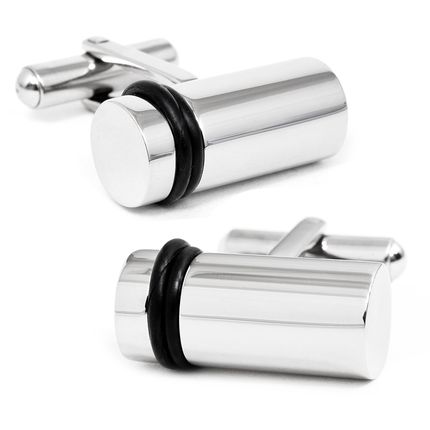 Stainless Steel Banded Barrel Cufflinks