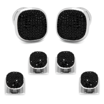 Stainless Steel Black Pave Crystal Stud Set