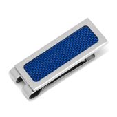 Stainless Steel Blue Carbon Fiber Inlaid Money Clip