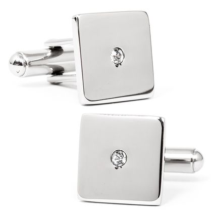 Stainless Steel Crystal Cufflinks