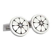 Stainless Steel Cufflink With Mother Of Pearl And Enamel