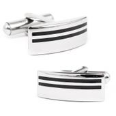 Stainless Steel Double Stripe Cufflinks