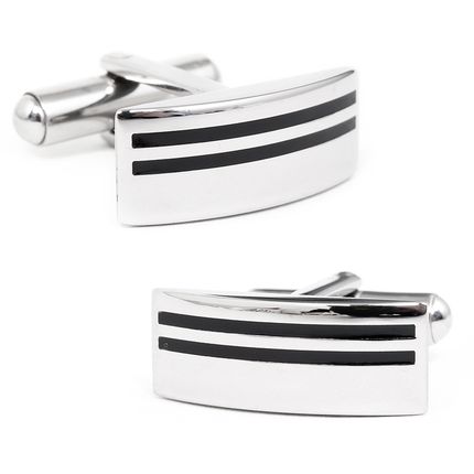 Stainless Steel Double Stripe Cufflinks