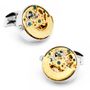 Stainless Steel Gold Kinetic Watch Movement Cufflinks