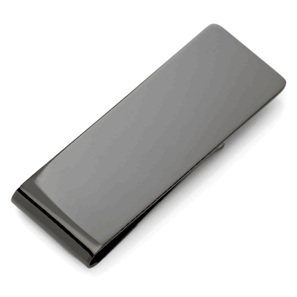 Stainless Steel Gunmetal Engravable Money Clip