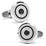 Stainless Steel Jet Crystal Bullseye Cufflinks