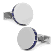 Stainless Steel Lapis Mosaic Engravable Cufflinks