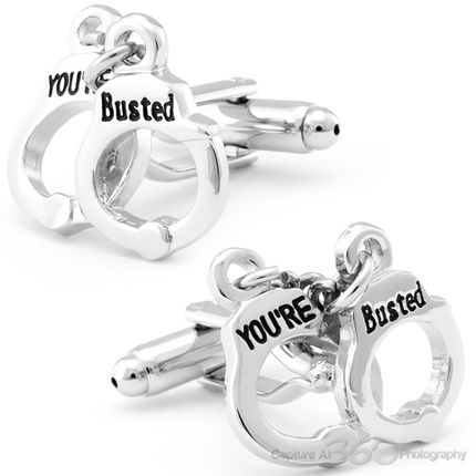 Stainless Steel Police Handcuff Cufflinks