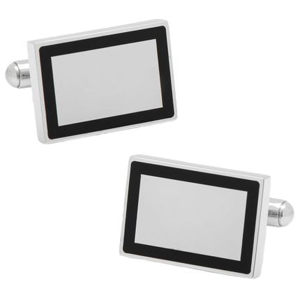 Stainless Steel Rectangle Engravable Framed Cufflinks