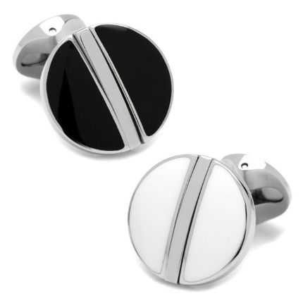 Stainless Steel Reversible Black and White Cufflinks