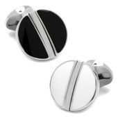 Stainless Steel Reversible Black and White Cufflinks