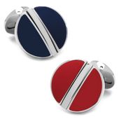 Stainless Steel Reversible Blue and Red Cufflinks