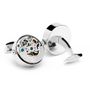 Stainless Steel Silver Kinetic Watch Movement Cufflinks