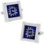 Stainless Steel Square Watch Blue Face Cufflinks