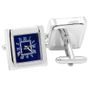 Stainless Steel Square Watch Blue Face Cufflinks