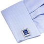 Stainless Steel Square Watch Blue Face Cufflinks