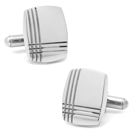 Stainless Steel Tartan Plaid Cufflinks