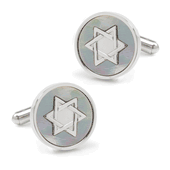 Star of David Mother of Pearl Stainless Steel Cufflinks