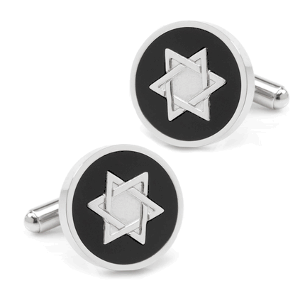 Star of David Onyx Stainless Steel Cufflinks