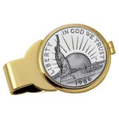 Statue of Liberty Commemorative Half Dollar Goldtone Coin Money Clip