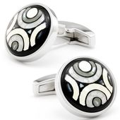 Steely Pearl Hued Mosaic Button Cufflinks