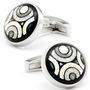 Steely Pearl Hued Mosaic Button Cufflinks