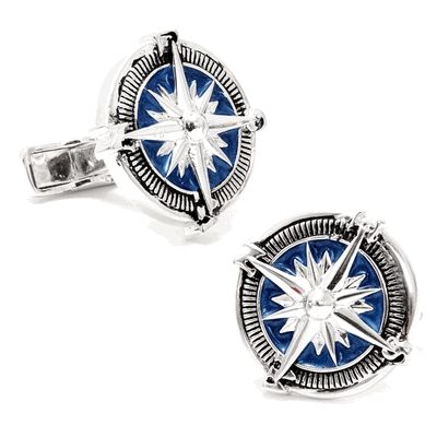 Sterling Blue Nautical Compass Cufflinks